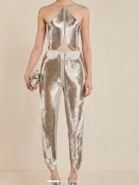 cult gaia Metallic Silver pants